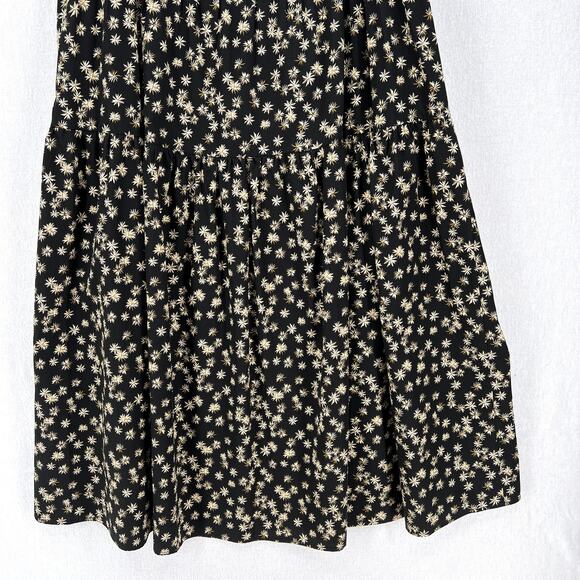 ENZA COSTA Tiered Spaghetti strap Dress Womens Small Black Floral Print Cotton - Picture 9 of 16